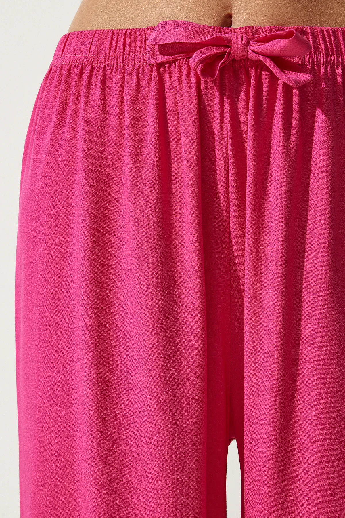 Happiness İstanbul  Fuchsia Sommerliche Palazzo-Hose aus Viskose für Damen EN00610