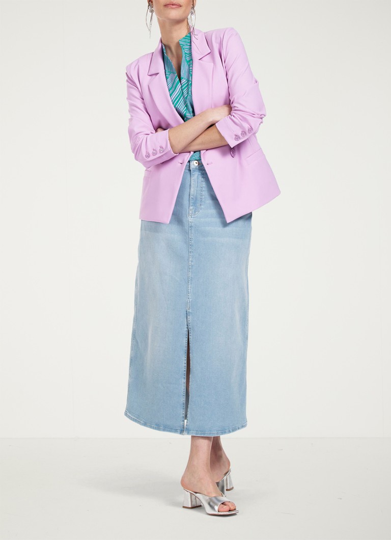 Studio Anneloes Annebella midi denim skirt with light wash