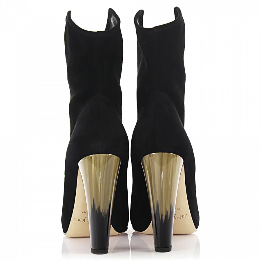 Jimmy Choo - Stiefeletten Kalbsleder Veloursleder schwarz - schwarz