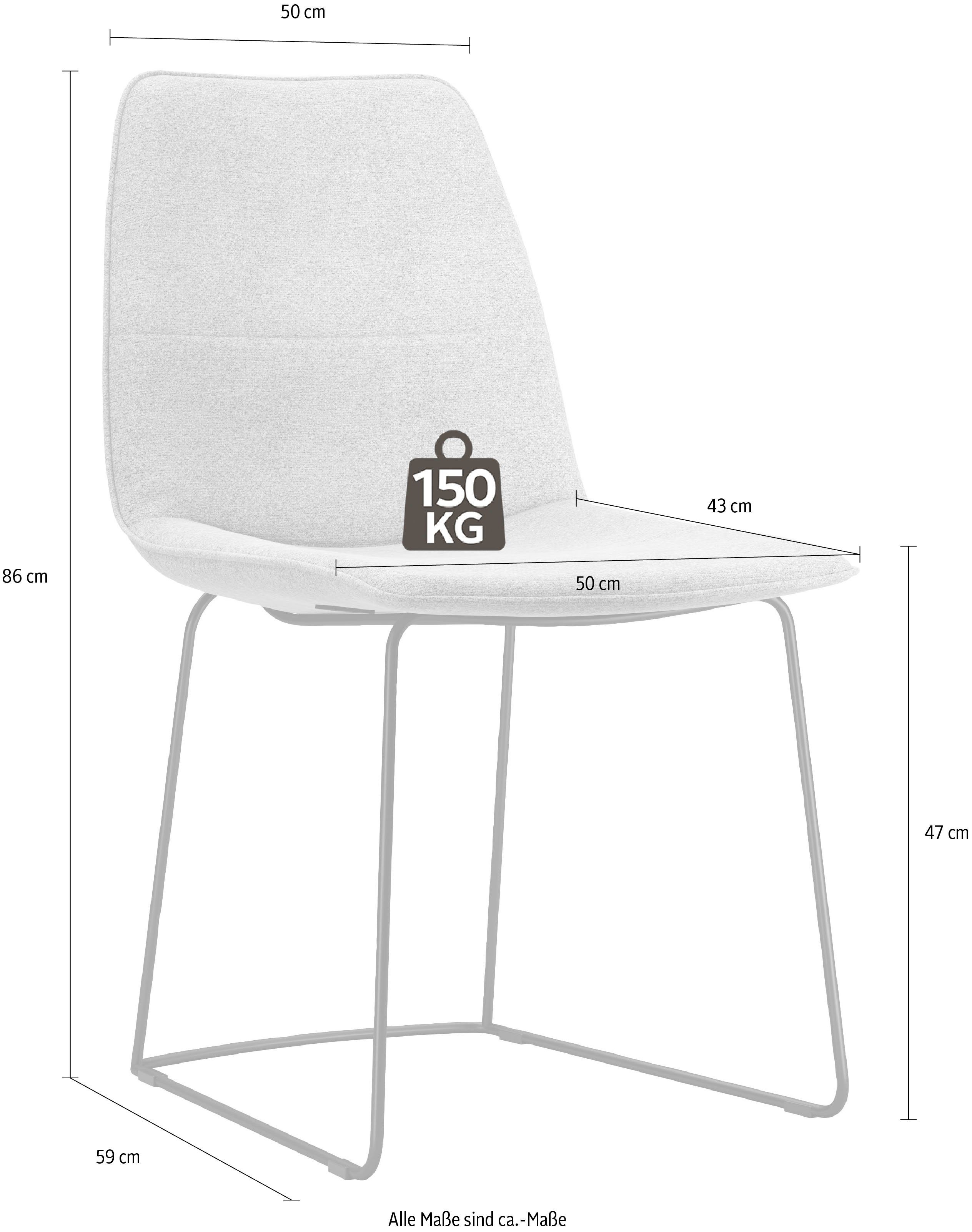 freistil ROLF BENZ Schalenstuhl 117 (2 St), mit schmalem Metallgestell in Schwarz, ohne Armlehne