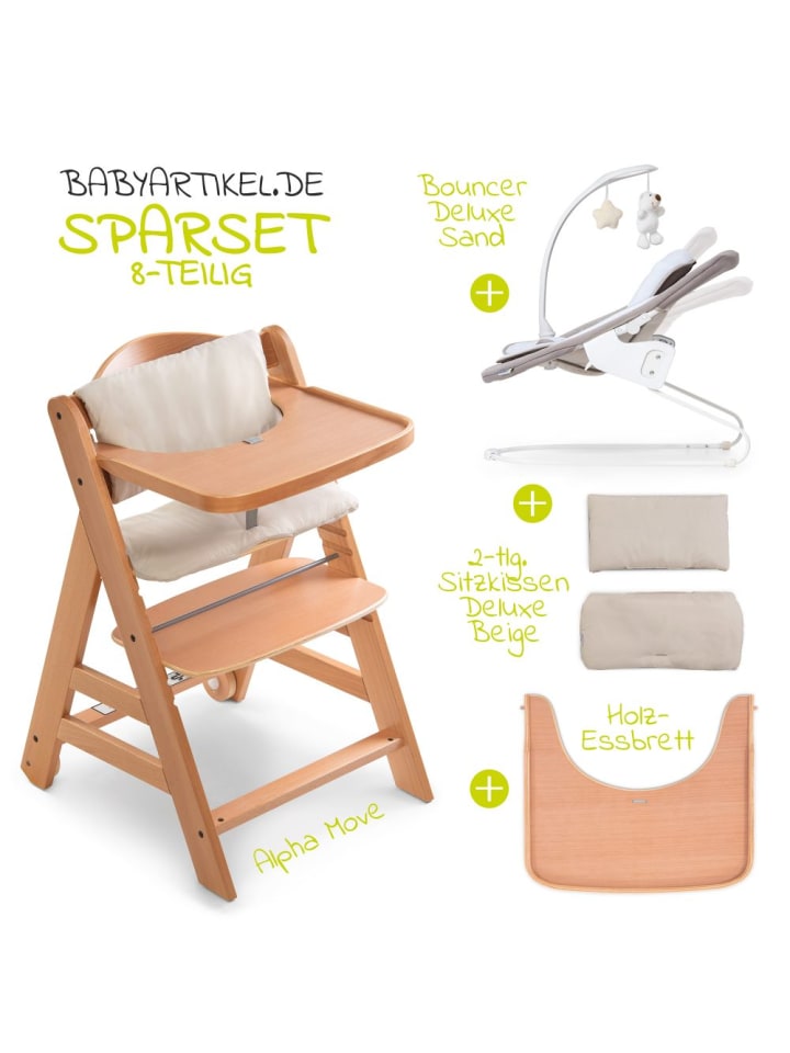 Hauck Alpha Move Natur Newborn Set - 5-tlg. Hochstuhl in beige,grau günstig kaufen onesize