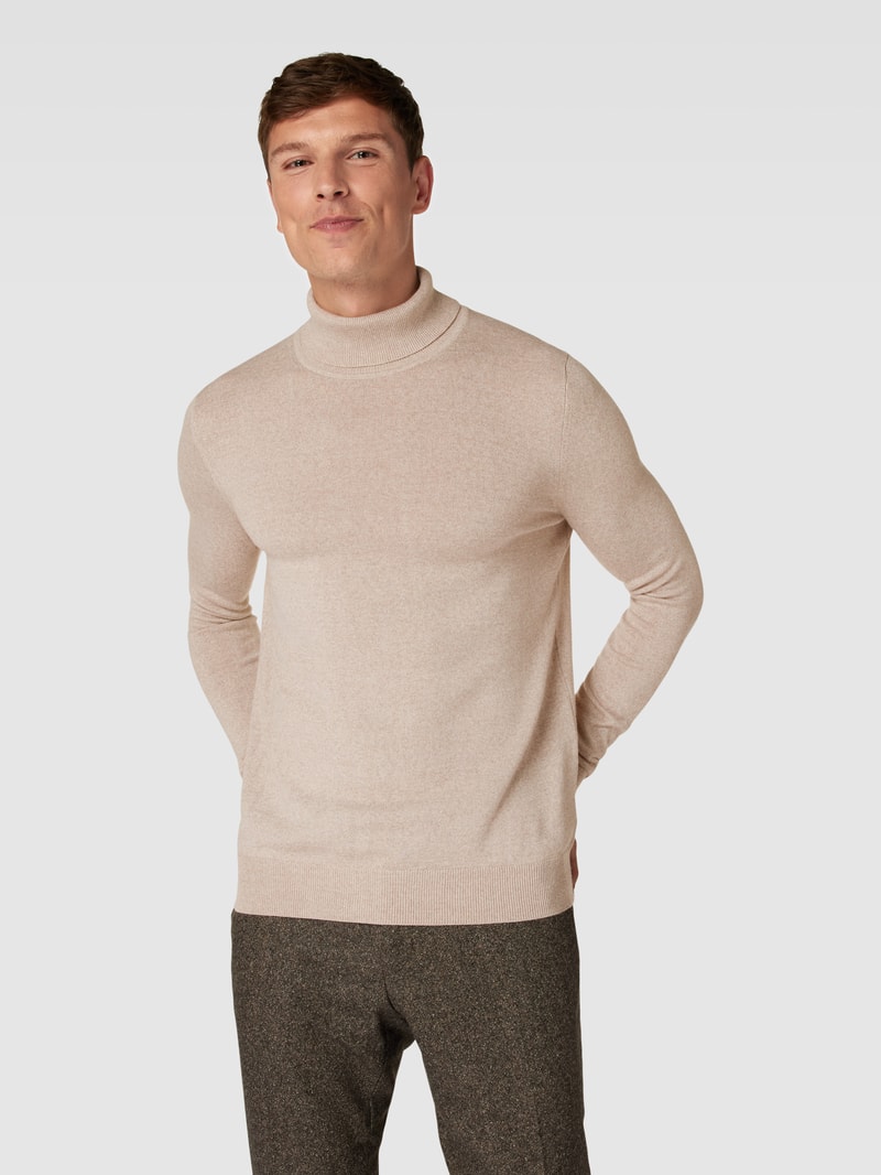 Pullover mit Stehkragen in sand meliert