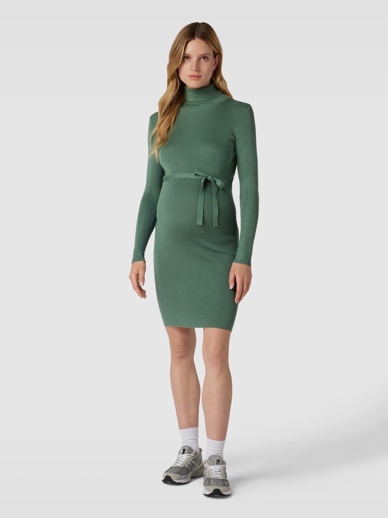Knielanges Umstands-Strickkleid mit Rollkragen Modell 'Jacina' in dunkelgrün