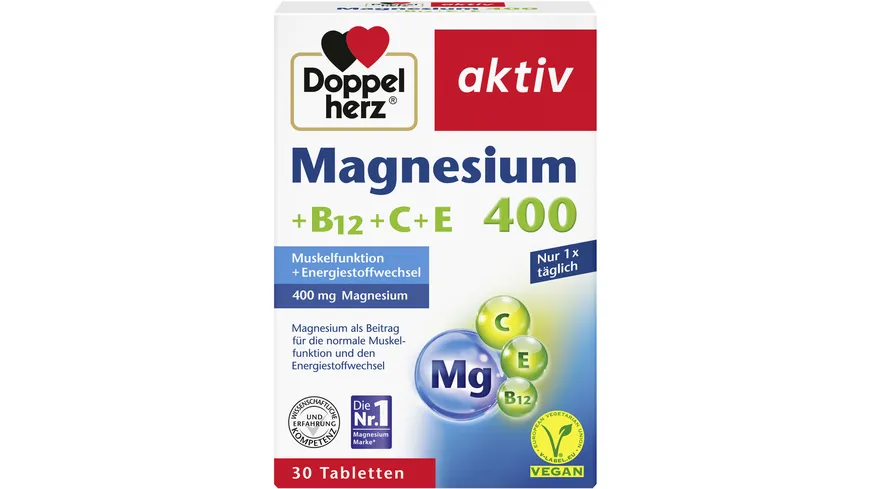 Doppelherz Magnesium 400 + B12 + C + E 30 Tabletten