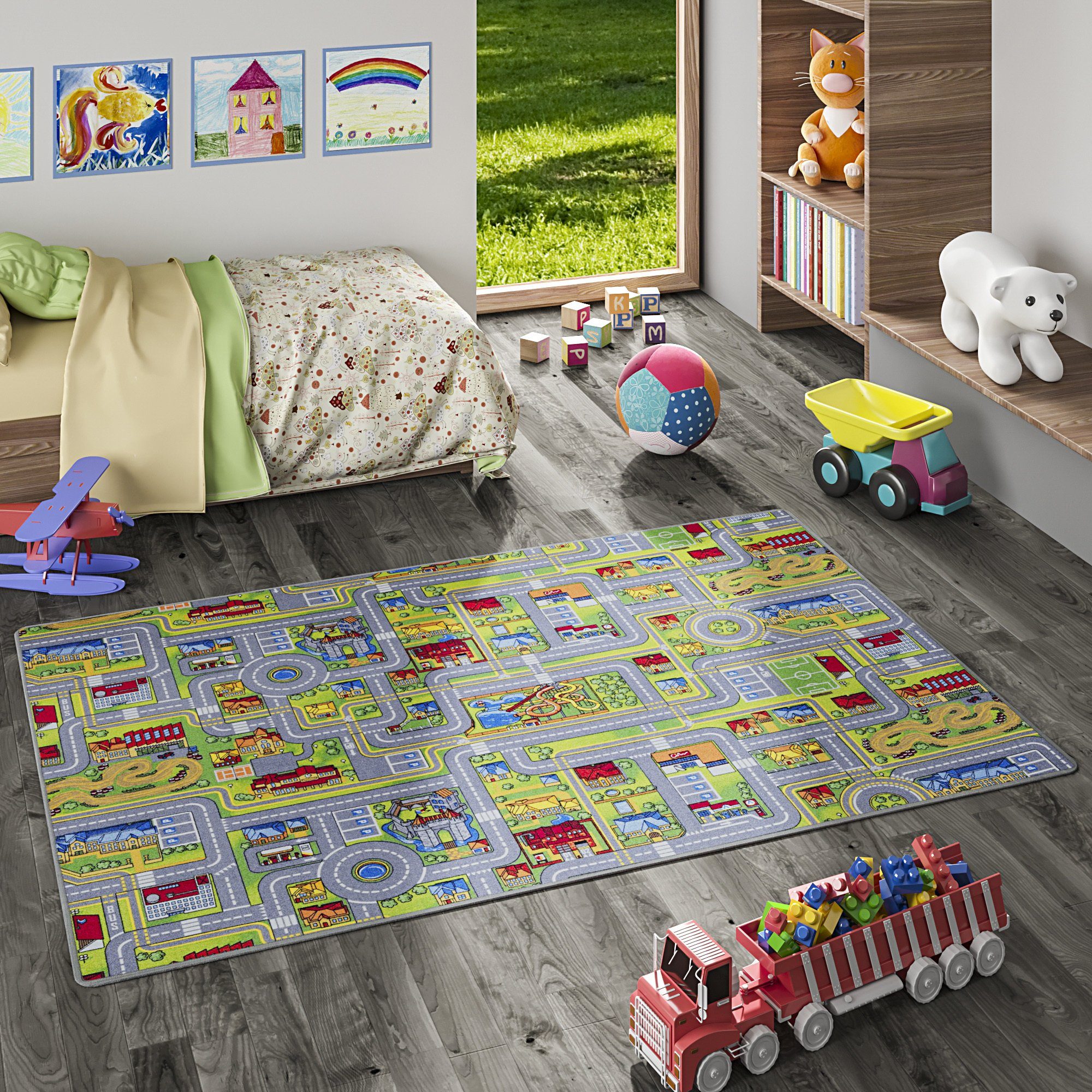 Kinderteppich Kinder Spiel Teppich Abenteuerland Bunt, Snapstyle, Rechteckig, Höhe: 4 mm