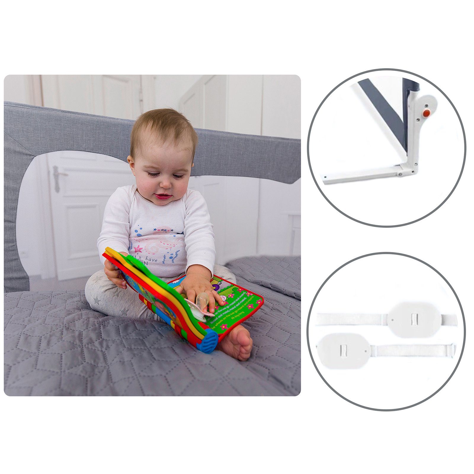 lionelo Bettschutzgitter Hanna, 180 Grad 66 cm hoch Standsafe SecureBelt