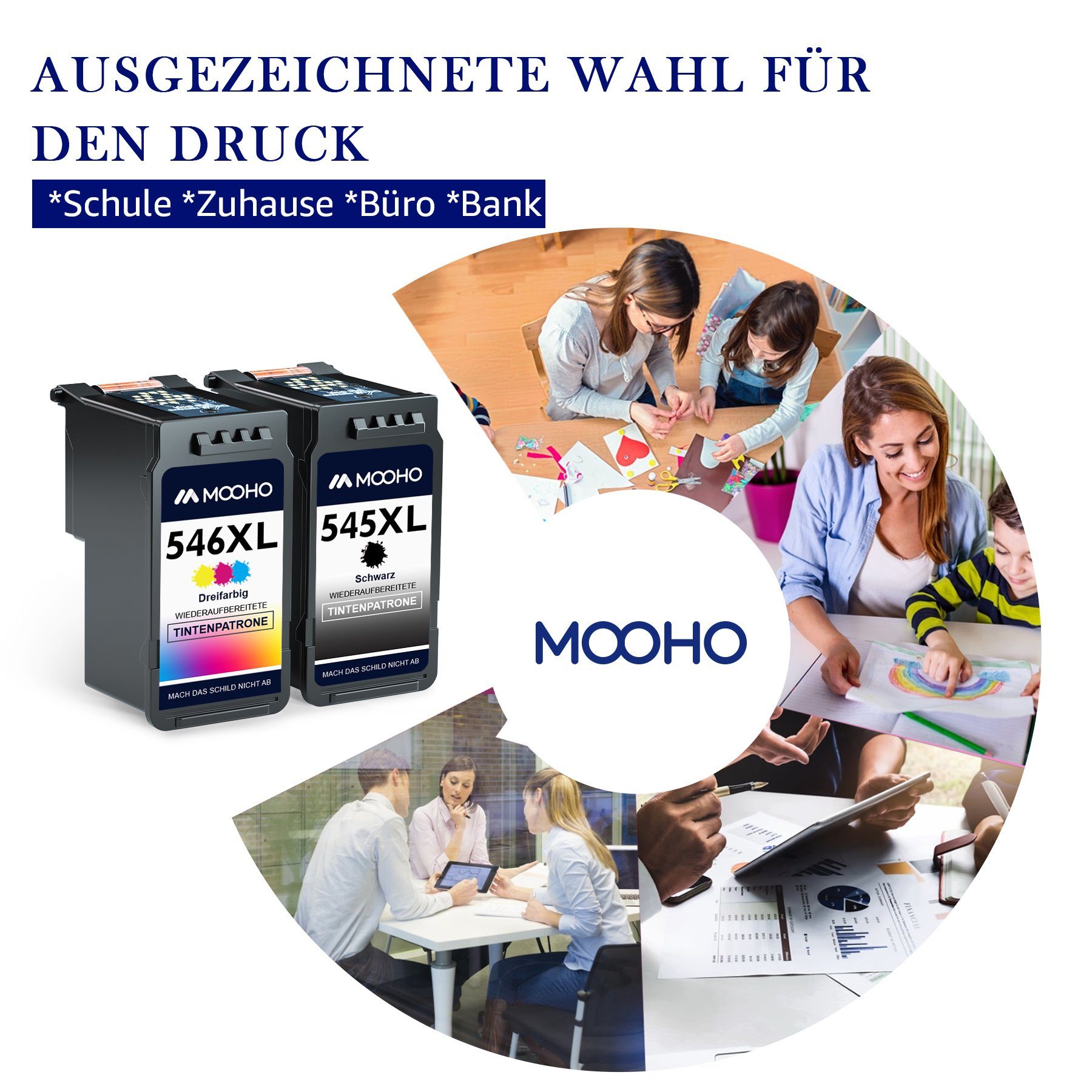 MOOHO 1 Schwarz ersetzt 545 546 für CANON CL-546XL Tintenpatrone (PIXMA MX495 TR4550 TS3350 TS3450 TS3150 TS3151 TS3351)