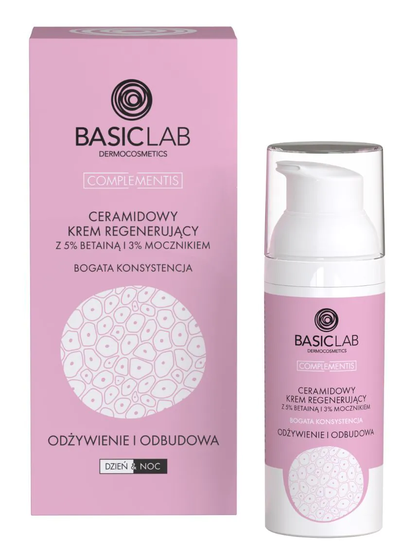 BasicLab Regenererende creme med betain 5% og urea 3% med en fyldig konsistens