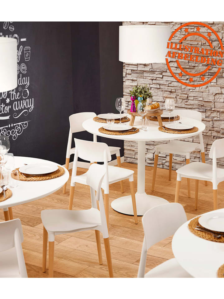KADIMA DESIGN Runder Esstisch Weiß Holz Metall | Zeitloses Design günstig kaufen