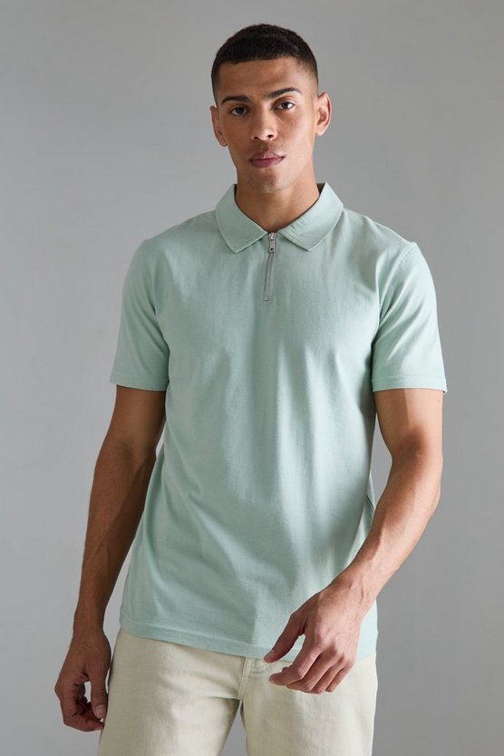Slim-Fit Poloshirt mit Reißverschluss