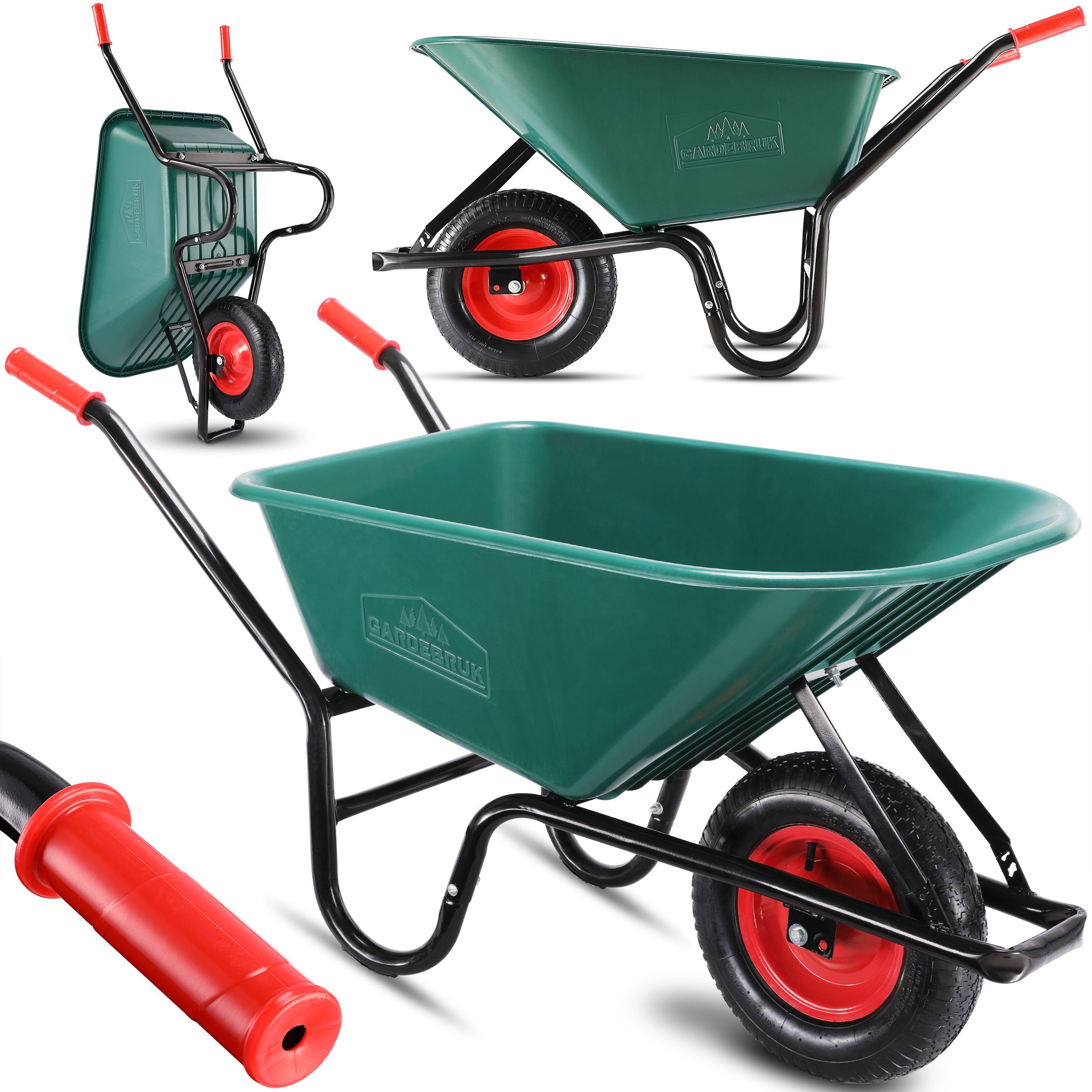 Gardebruk Schubkarre, 100 Liter Bauschubkarre Gartenschubkarre bis 150kg Belastbarkeit