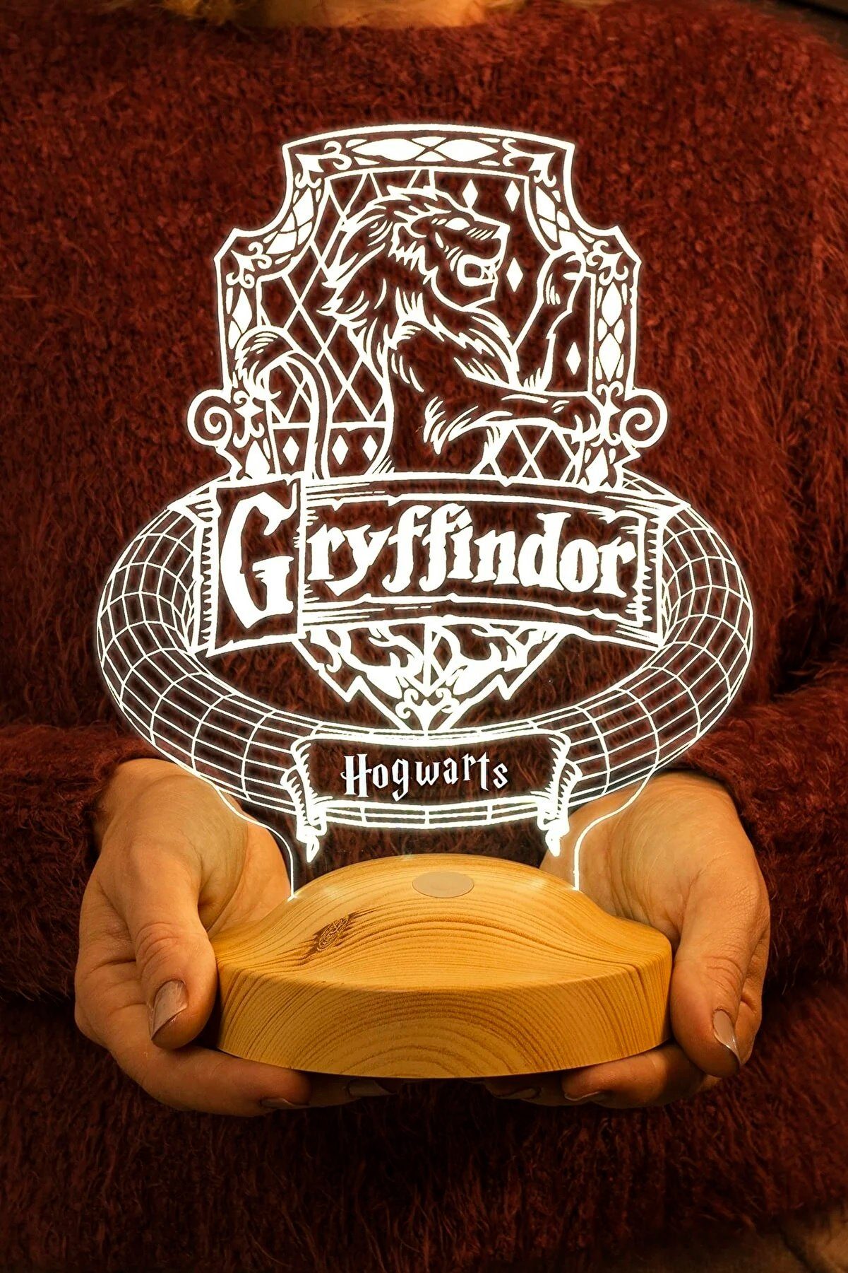 Geschenkelampe LED Nachttischlampe Gryffindor Hogwarts Harry Potter Nachtlicht Geschenke für Kinder, Leuchte 7 Farben fest integriert, Freunde