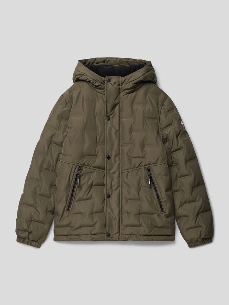 Steppjacke mit Label-Patch in olivgrün