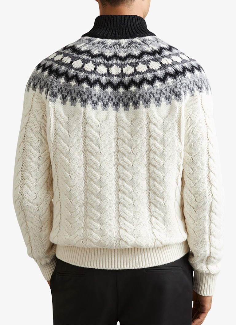 Reiss Colorado cable-knit sweater in wool blend with graphic print