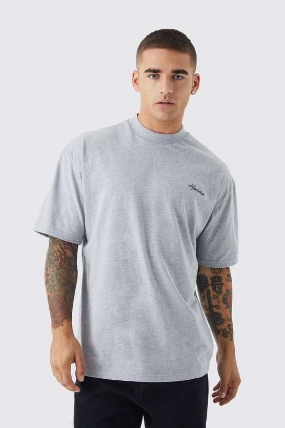 Oversize T-Shirt mit Homme-Stickerei