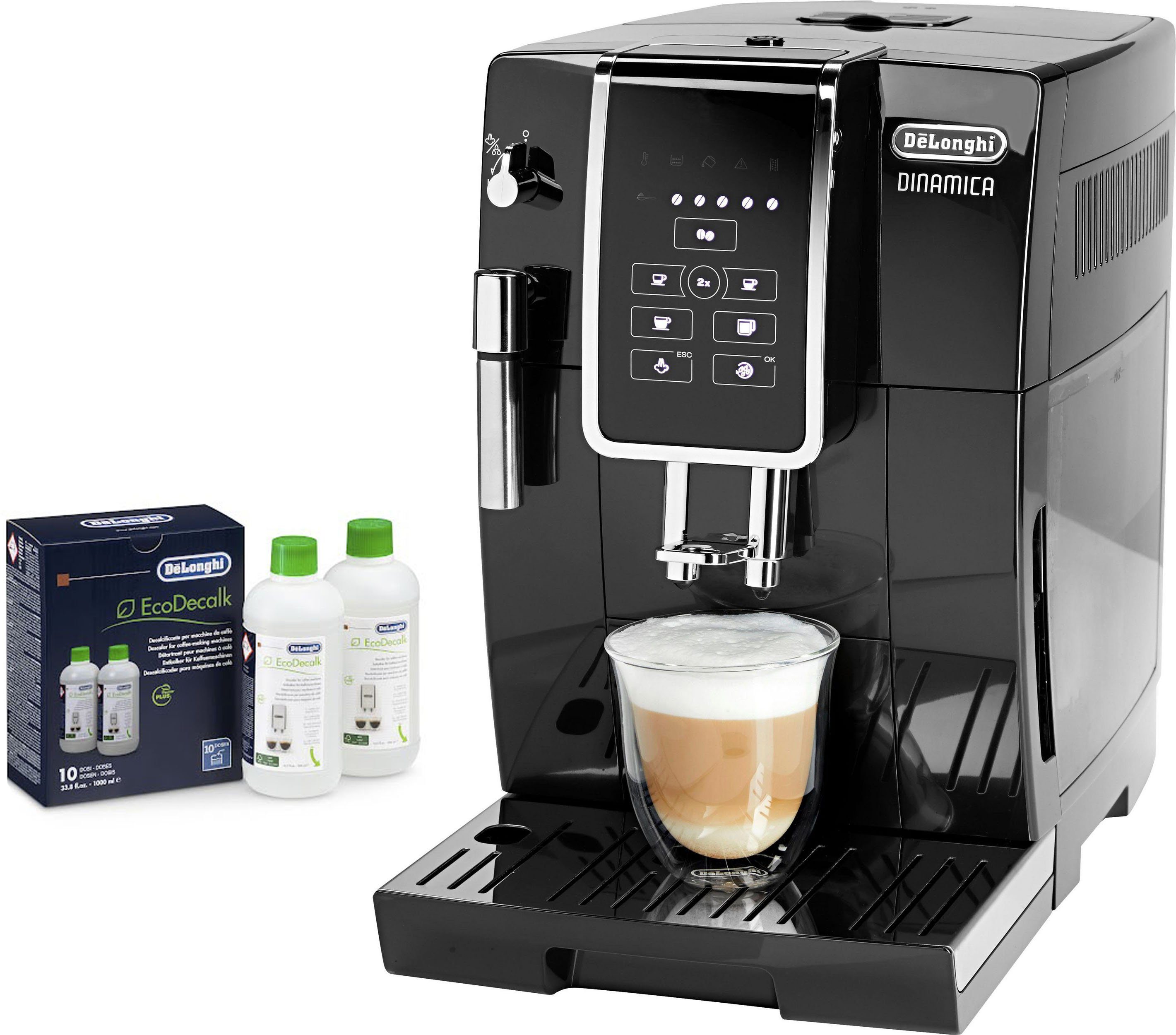 De'Longhi Kaffeevollautomat Dinamica ECAM 358.15.B, Sensor-Bedienfeld, inkl. Pflegeset im Wert von € 31,99 UVP
