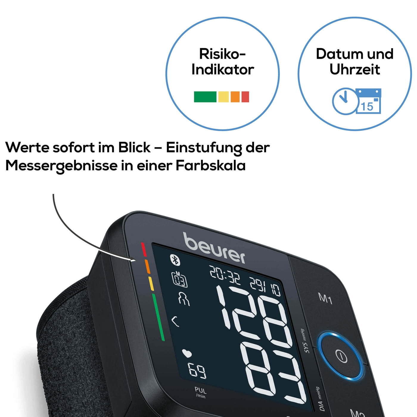 Beurer Handgelenk-Blutdruckmessgerät BC 54 <i>Bluetooth</i>®-Handgelenk-Blutdruckmessgerät mit App & Inflation Technology