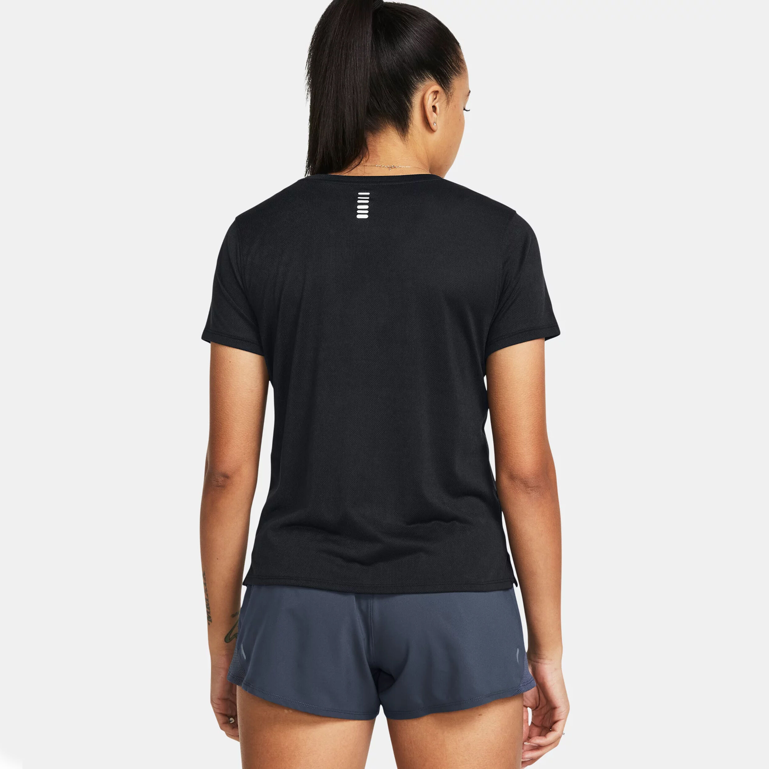 Streaker Splatter SS Laufshirt Damen - Schwarz