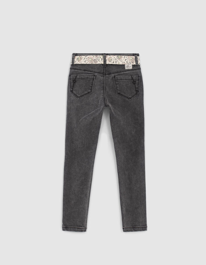 Jean SKINNY gris avec ceinture-foulard fille