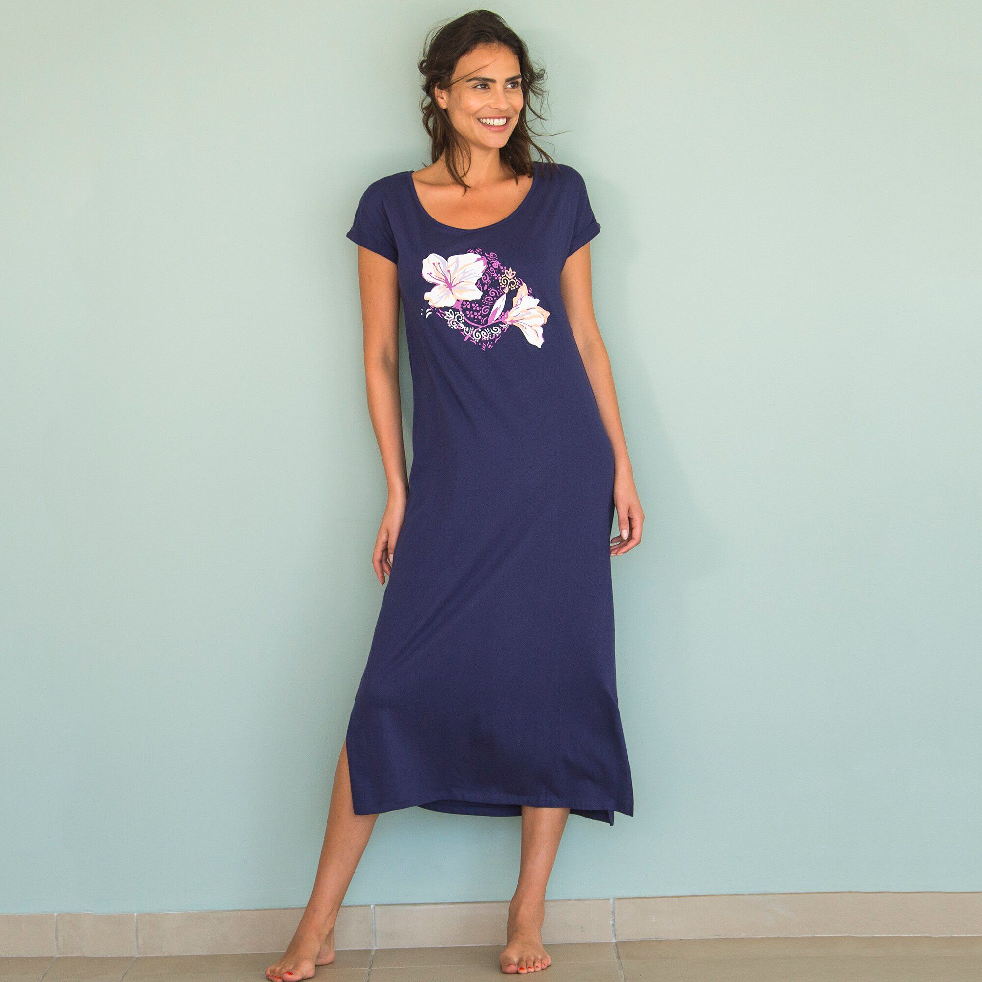Chemise de nuit longue manches courtes – Lot de 2