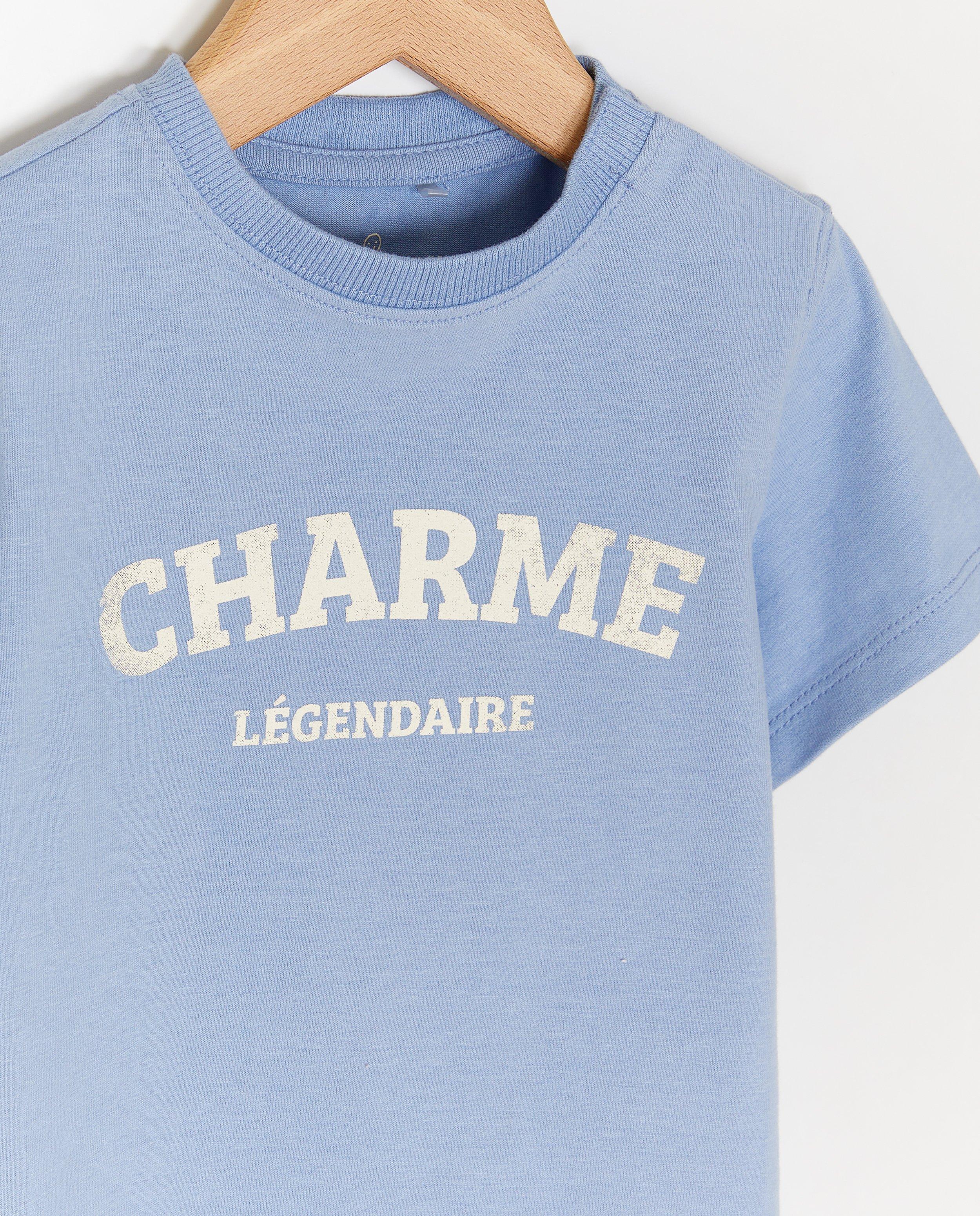 Cuddles and Smiles T-shirt med inskription, Charme legendaire blå