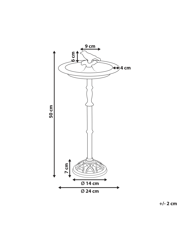 Beliani Vogelbrunnen SWALLOW in Braun - (W) 24 x (H) 50 x (L) 24 cm günstig kaufen onesize