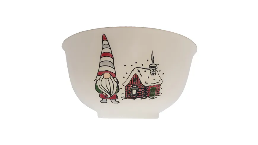 TRENDSHOP Müslischale X-MAS Wichtel mit Haus Ø 14,7cm