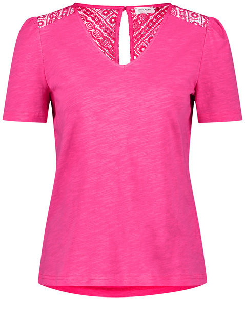 Kurzarmshirt mit zarter Spitze