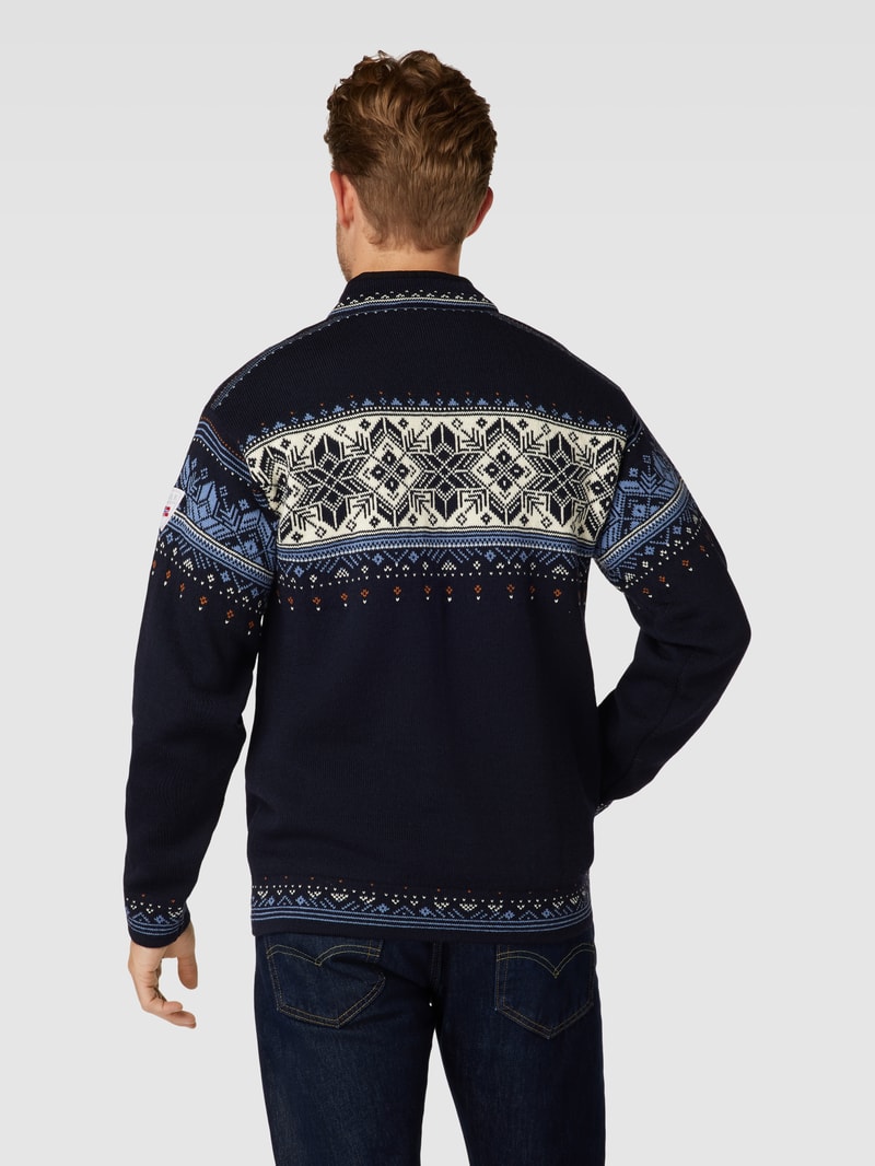 Strickpullover mit Allover-Muster Modell 'BLYFJELL' in marineblau