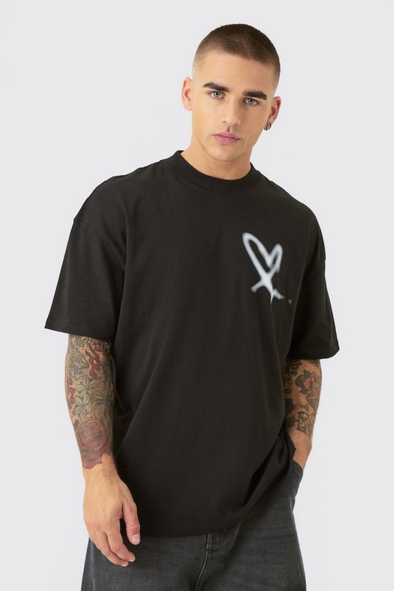 Oversize T-Shirt mit Herz-Print