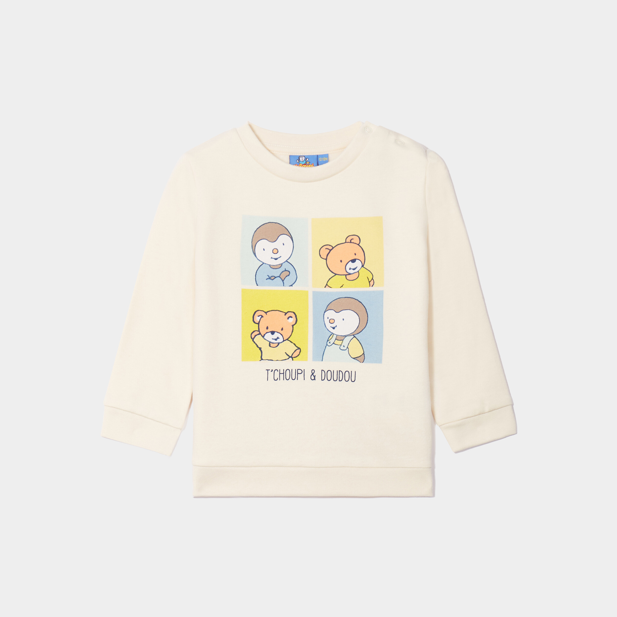 Sweat manches longues coton Tchoupi ivoire bébé garçon | La Halle