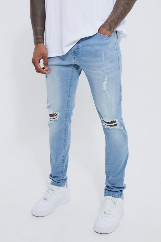 Skinny Stretch Jeans mit Riss am Knie