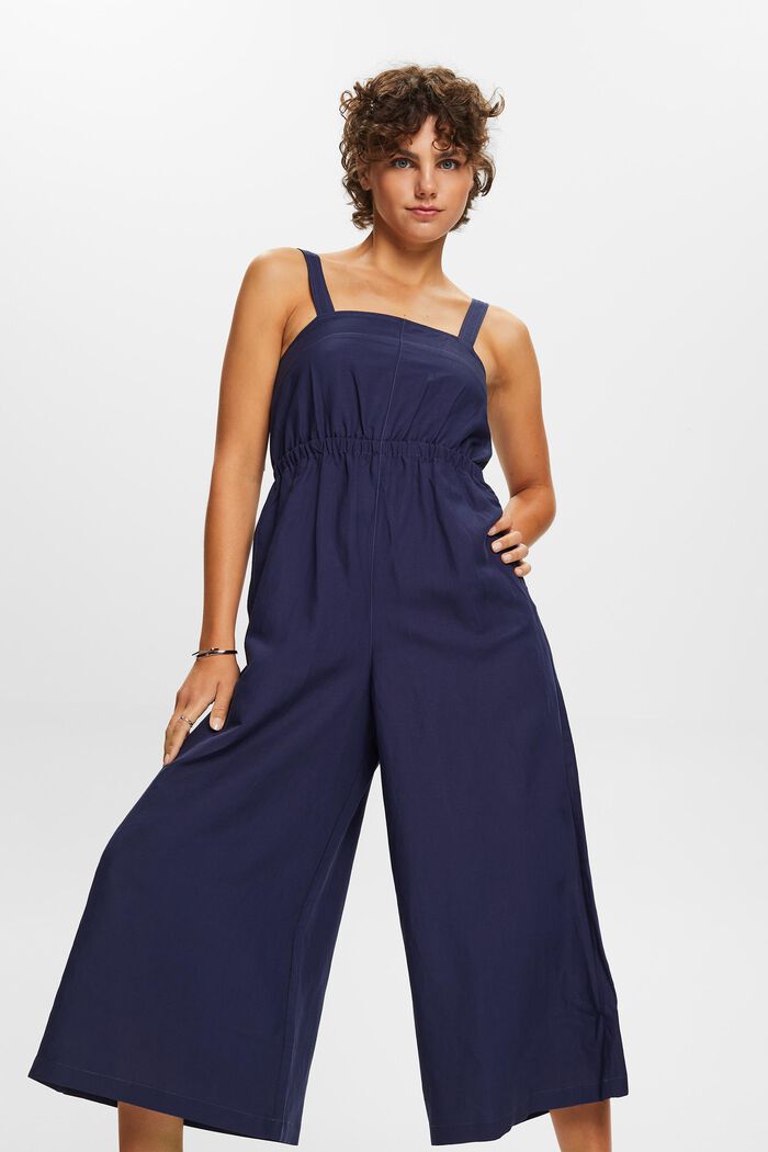 Jumpsuit mit weitem Bein, Leinenmix