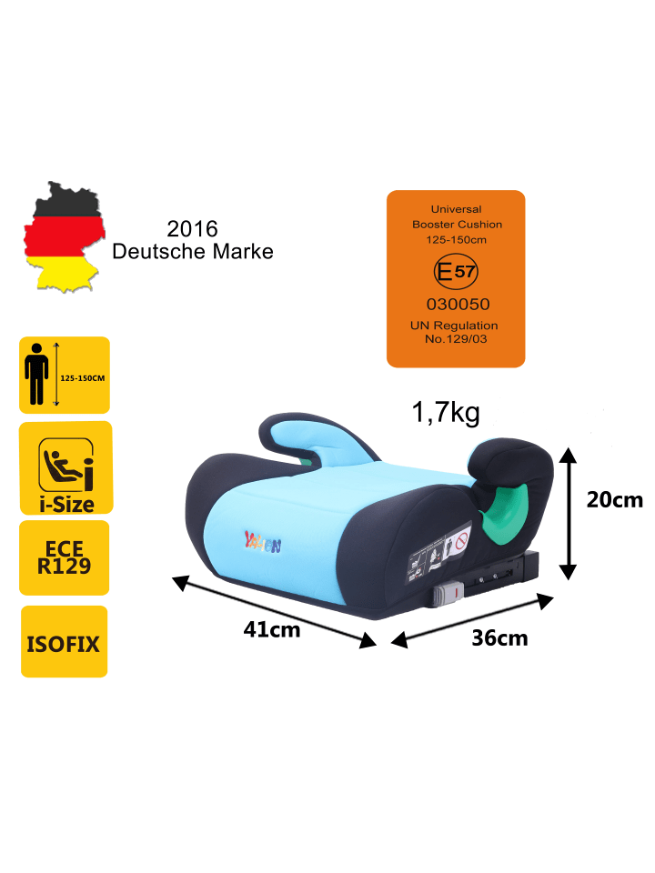 Yalion Kindersitzerhöhung ECE R129 Yalion in Blau - i-Size (6-10 Jahre) günstig kaufen onesize