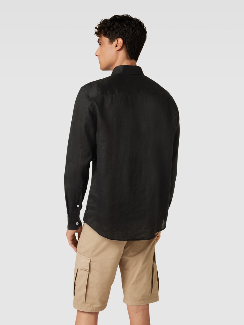 Freizeithemd mit Button-Down-Kragen in dunkelblau