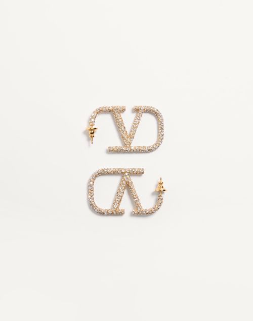 Brincos com a assinatura VLogo em metal e cristais Swarovski®