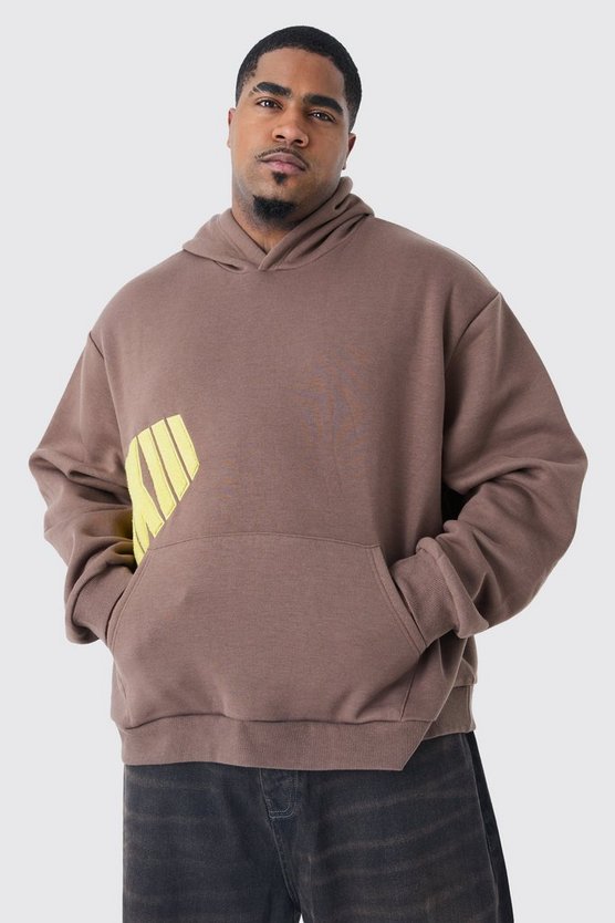 Plus kastiger Oversize Hoodie mit Borg-Applikation