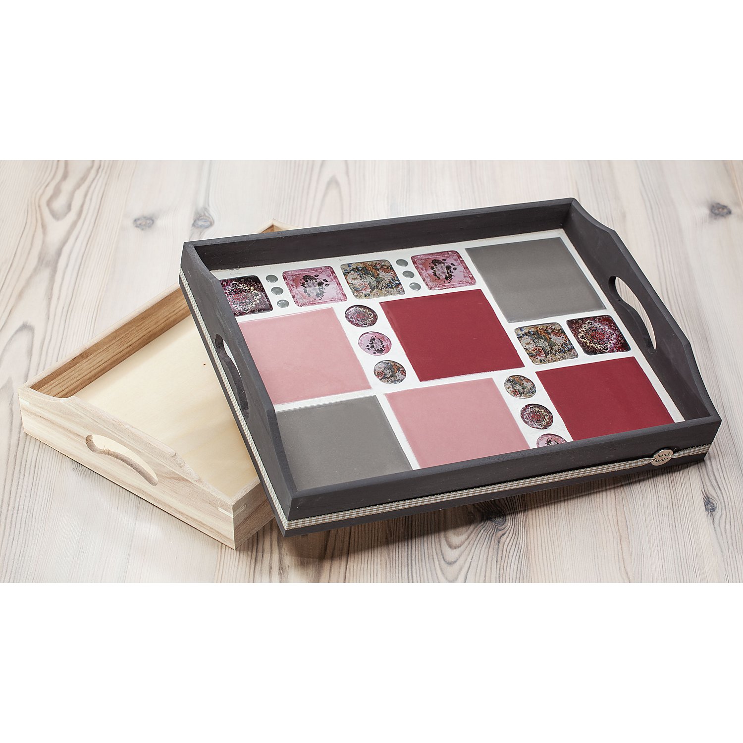 Tabletts aus Holz, 2 Stück
