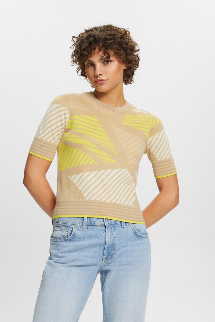 Kurzärmliger Jacquardpullover, Bio-Baumwolle