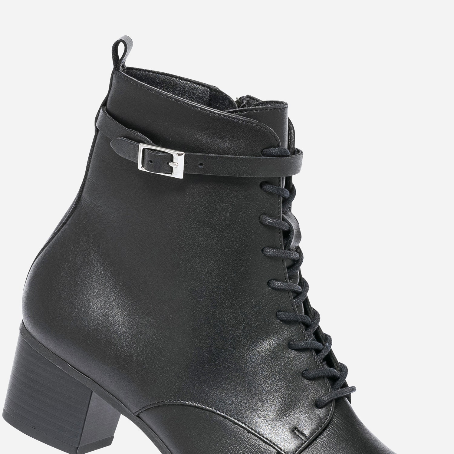 Bottine à talon ERAM FLEX noire en cuir