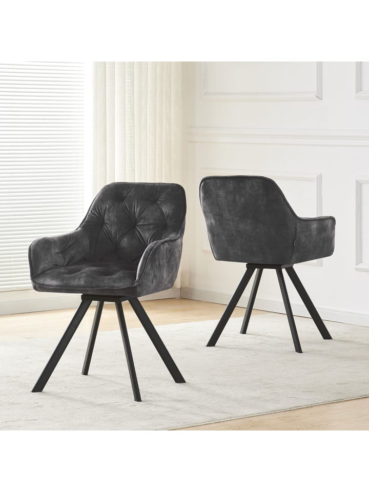 B&D Home 2er-Set: Drehstuhl DIETER in Anthrazit - (B)56 x (H)84 x (T)61 cm günstig kaufen onesize