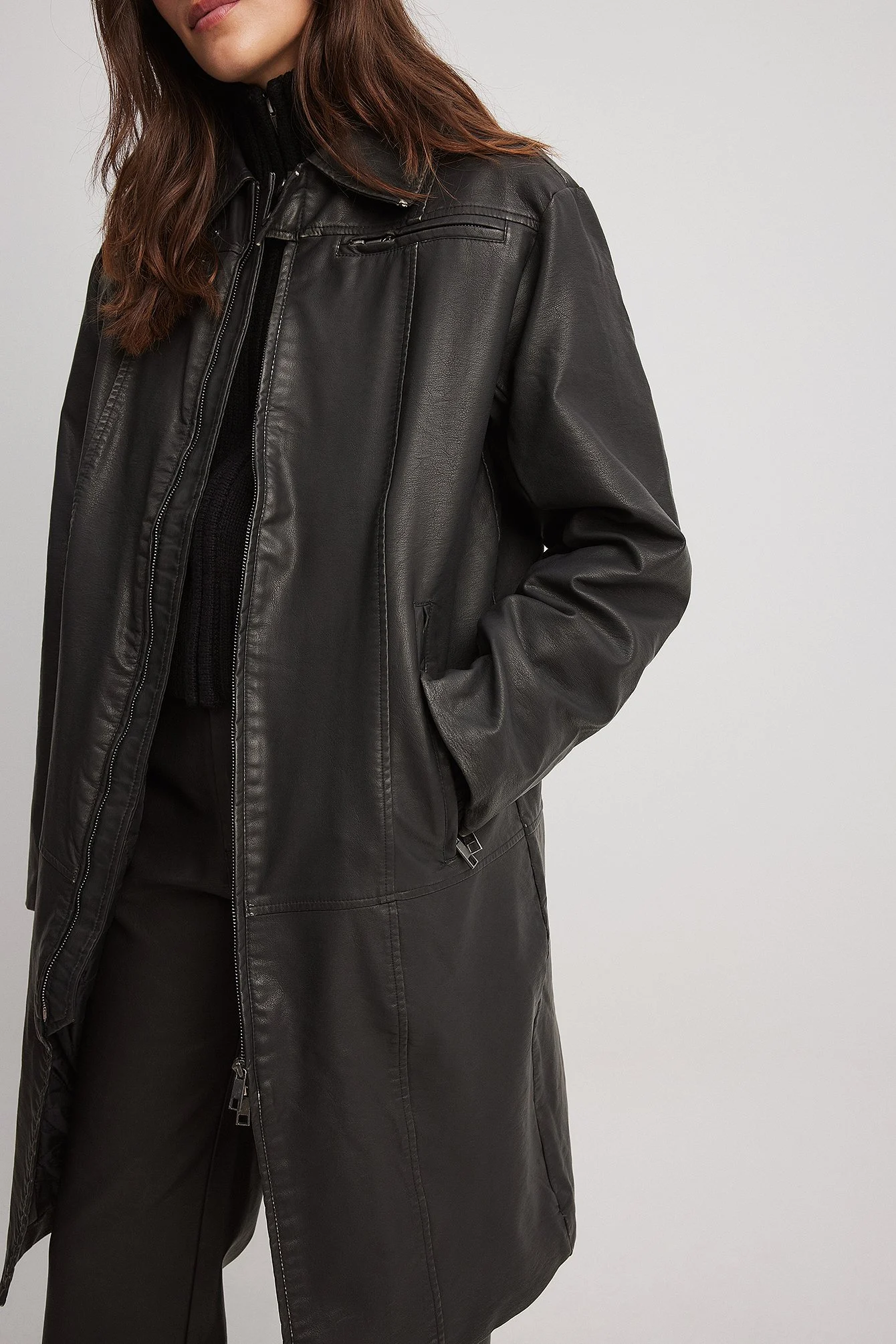 PU-Reißverschluss-Jacke