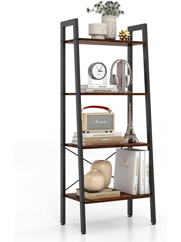COSTWAY 4 Ebenen Bücherregal in Braun günstig kaufen 34 cm