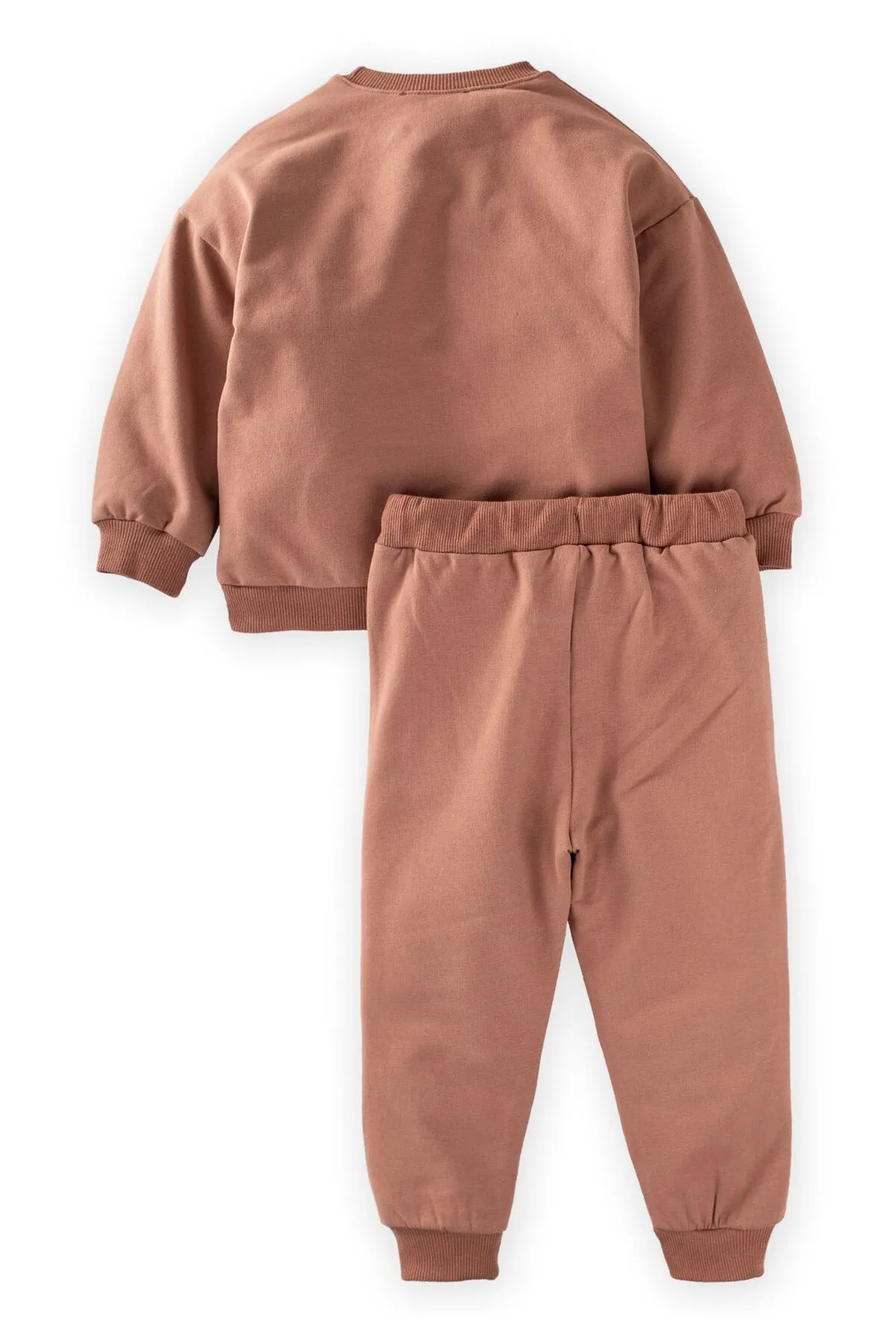 Cigit  Basic Karyoka Detailliertes Sweatshirt-Set, 3–8 Jahre, Hellbraun