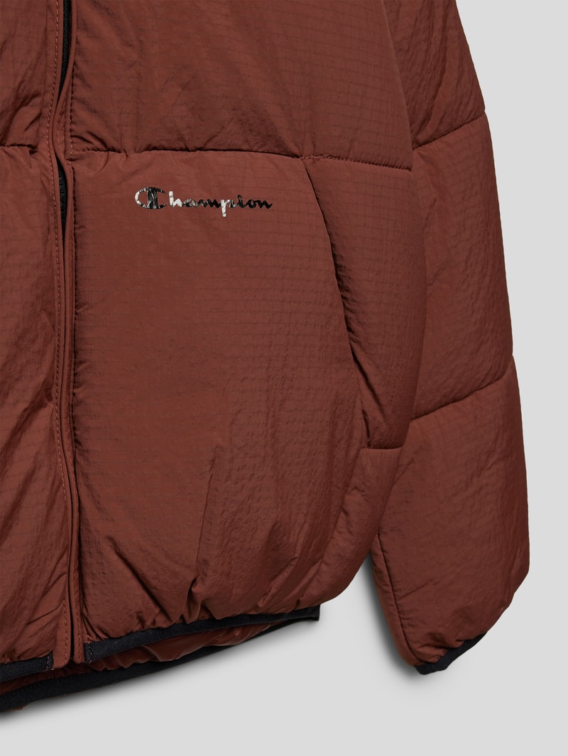 Steppjacke mit Label-Print Modell 'Rochester' in mittelbraun