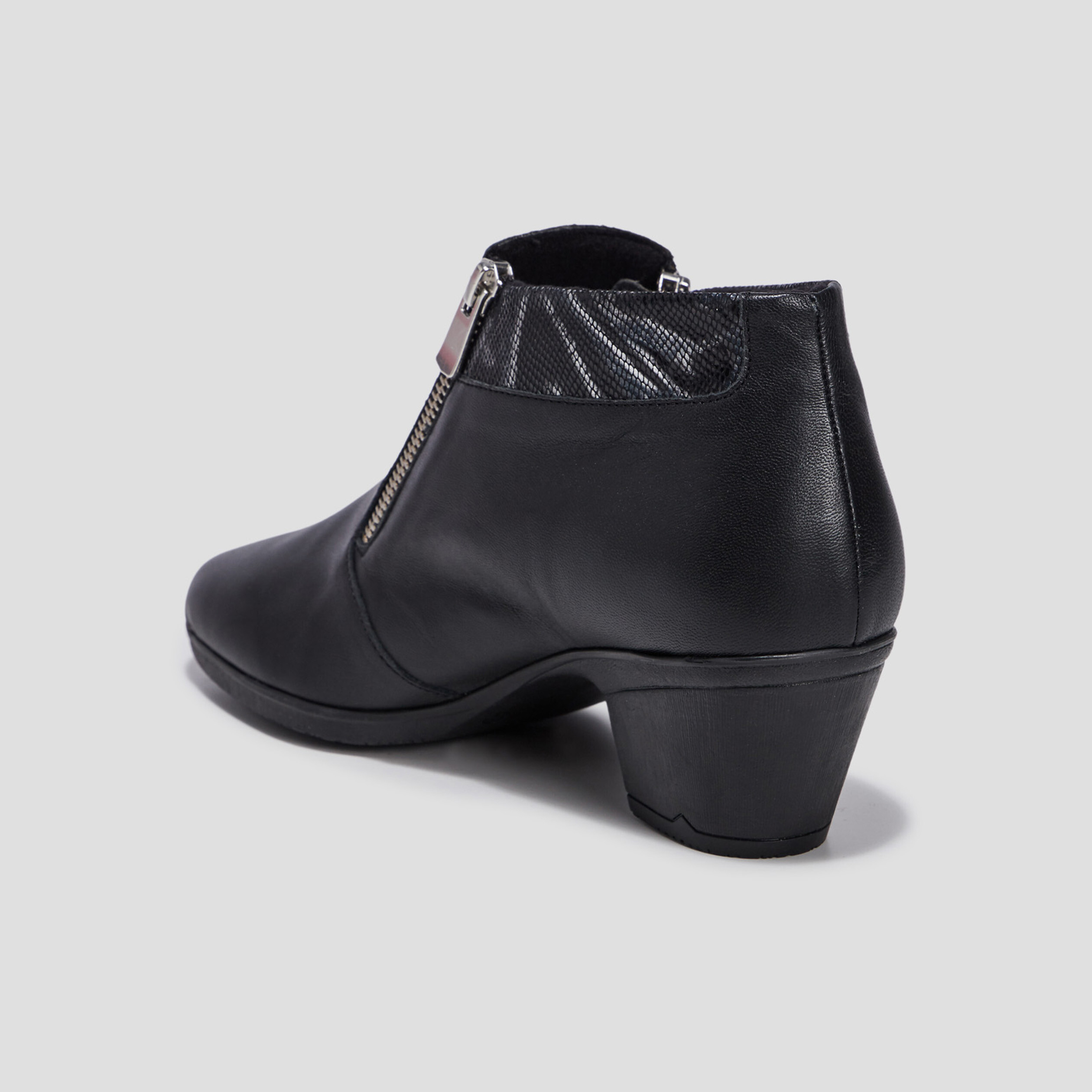 Bottines à talons en cuir noir femme | La Halle