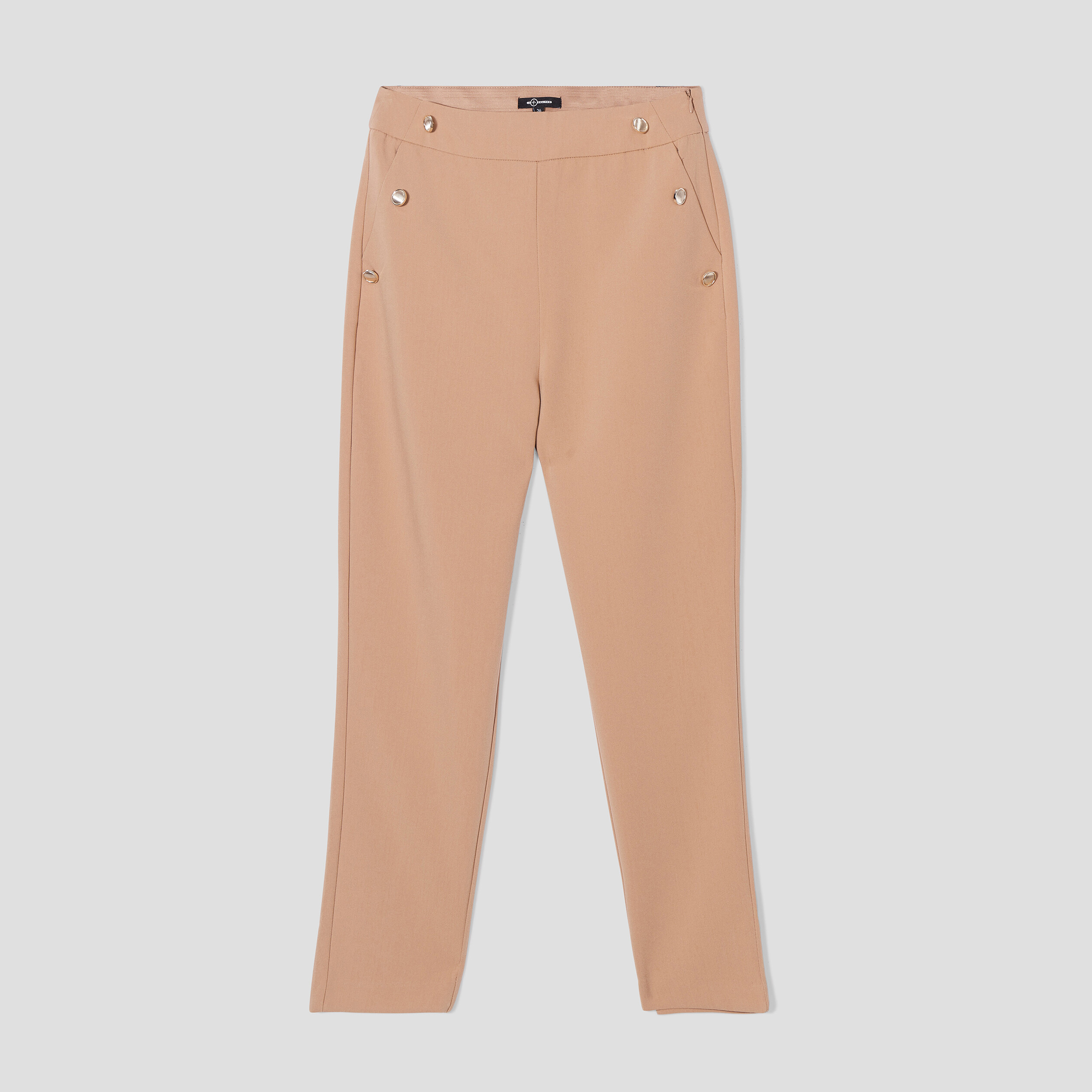 Pantalon droit à pont 2 poches Mosquitos marron clair femme | La Halle