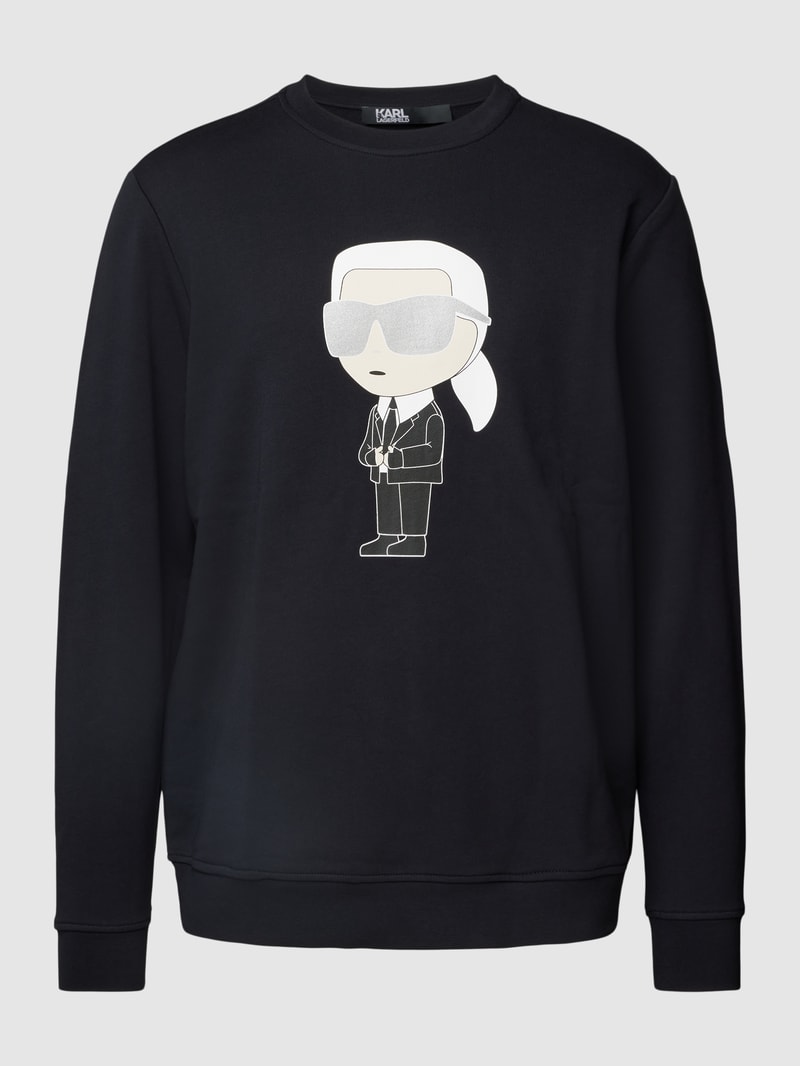 Sweatshirt mit Label-Print in dunkelblau