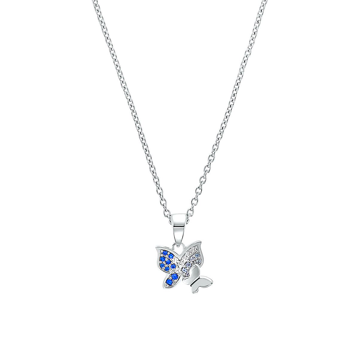 Kette mit Anhänger für Mädchen, 925 Sterling Silber, Zirkonia synth. | Schmetterling Halsketten für Mädchen