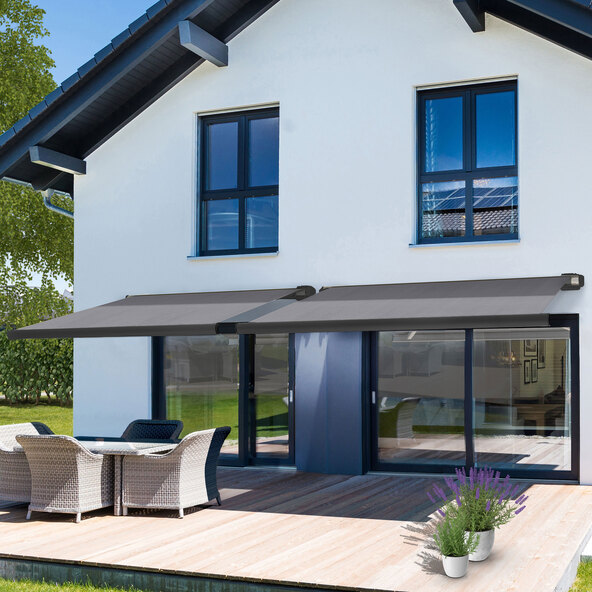 LED-Vollkassettenmarkise ELOS V2 inkl. Windsensor anthrazit, 350 x 250 cm